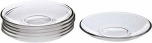 वेट्रियो Crystal Clear Glass Saucer Set of 6 for Serving Tea Coffee Snacks Crystal Clear Glass Saucer Without Cups for Home & Kitchen काँच