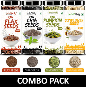 NutroVally Weight Loss Combo|Chia, Flax, Pumpkin, Sunflower Seeds-Loaded with Omega 3 Chia Seeds, Brown Flax Seeds, Pumpkin Seeds, Sunflower Seeds