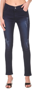BOTUMQUTE Slim Women Dark Blue Jeans