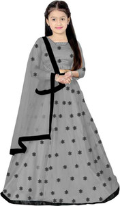 Clothes Shop Girls Lehenga Choli Ethnic Wear Embroidered Lehenga, Choli and Dupatta Set