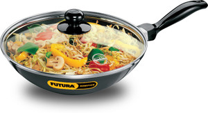 Hawkins Deep & Stir-Fry Pan Glass (NDL20G) Kadhai 24 cm diameter with Lid 2 L capacity