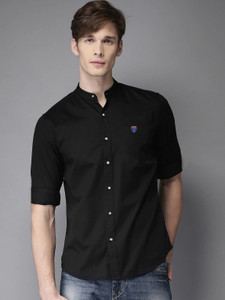 FUBAR Men Solid Casual Black Shirt