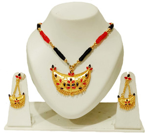 balaji gold Copper Gold-plated Red, Black Jewellery Set
