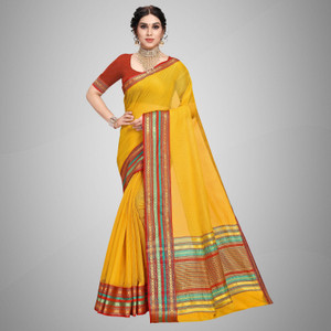 Sidhidata सेल्फ डिज़ाइन, टेंपल बॉर्डर, बुना हुआ कोटा डोरिया कॉटन सिल्क साड़ी