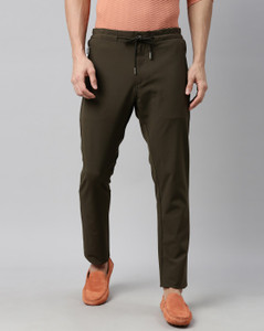 RARE RABBIT Slim Fit Men Dark Green Trousers