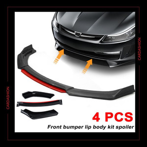 Universal Front Bumper Chin Spoiler - 4PCs Glossy Black ABS Lip Splitter, Adds Style And Protection To Your Car