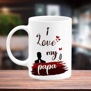 TrendoPrint I Love My Papa Unique Printed White Tea Birthday, Anniversary Gifts For Dad Father Papa Father's Day Pita Ji Daddy Ceramic Coffee Mug