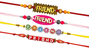Tuelip Set of 4 Resham Silk Thread Fancy Colorful Friendship Band For Friendship Day Boys & Girls
