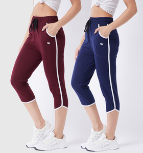 Modeve Solid Women Dark Blue, Maroon Track Pants