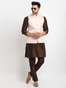 kaifoo Men Kurta Churidar Ethnic Jacket Set