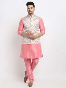 kaifoo Men Kurta Churidar Ethnic Jacket Set
