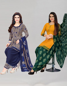 SIRIL Crepe Floral Print, Printed, Geometric Print Salwar Suit Material