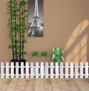 Gardenfix Fence/Picket Fence - Plant Partition Fence (with Spike for Soil Insert) Solid WPC Material - White - Big Size - 6 feet Fence Coverage (Set of 6) 0.3 m Fence Picket