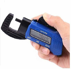SAFESEED Mini Digital Thickness Gauge Caliper Electronic Pocket Micrometer 0 to 12.7 mm LCD Digital Portable Width Measuring tool Paper/Film/Fabric/Tape Plastic Tester - Blue Micrometer Screw Gauge