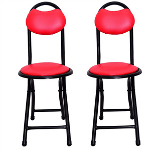 CSS Seating Height Strong Heavy Duty Folding Stool Chair Office Home Garden Breakfast Padded Orange - Set of 2 Leather Outdoor Chair