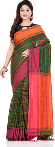 TANTLOOM Striped Tant Handloom Pure Cotton Saree