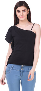 NIHCAS AMREV Casual Solid Women Black Top