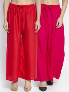 Rangkriti Flared Women Pink, Red Trousers