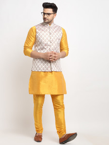 kaifoo Men Kurta Churidar Ethnic Jacket Set