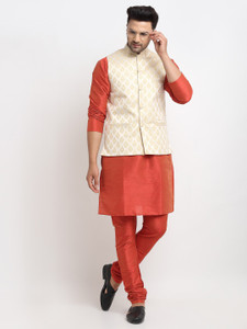 kaifoo Men Kurta Churidar Ethnic Jacket Set