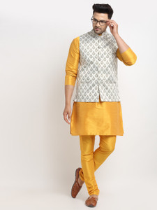 kaifoo Men Kurta Churidar Ethnic Jacket Set