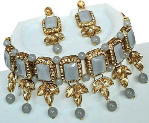 jatin imitation Metal Copper Gold, Grey Jewellery Set