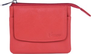 Bamsu Genuine Leather ladies Wallet Bag For Girl and Women Red Wristlet