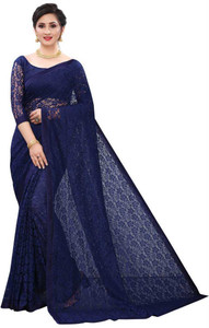 bv design Self Design Lucknow Chikankari Net Saree