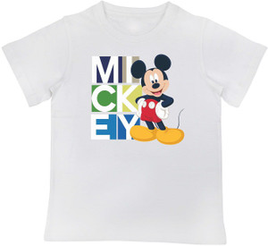 Mickey Mouse Family Boys Typography, Printed Pure Cotton Regular T Shirt