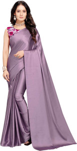 DHYANOM Solid/Plain Bollywood Satin Saree