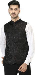 Masculine Affair Sleeveless Self Design Men Jacket