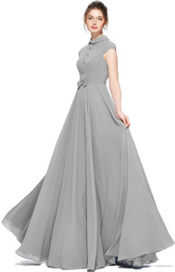 BEELEE TYPS Women Gown Grey Maxi/Full Length Dress