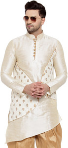 Larwa Men Patchwork Asymmetric Kurta