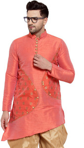 Larwa Men Patchwork Asymmetric Kurta