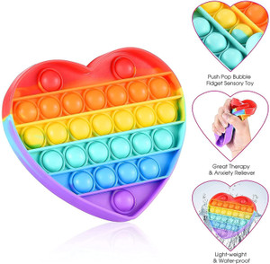 YOTYM Pop Fidget Toys, Rainbow Heart Pop it Up Push Pop Bubble Fidget Popping Sensory Toy for Kids and Adults, Fidget Popper Stress Relief POP IT…