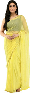 Durga Emporio Solid/Plain Bollywood Chiffon Saree