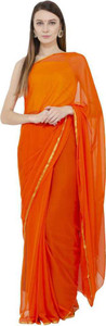 REBOOT FASHIONS Solid/Plain Daily Wear Chiffon Saree