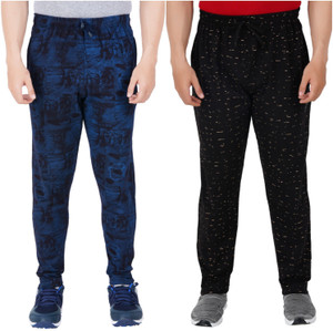 Guide Printed Men Light Blue, Black Track Pants