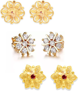 Panachee ONE GRAM GOLD PLATED AD STUD EARRINGS COMBO Alloy Stud Earring