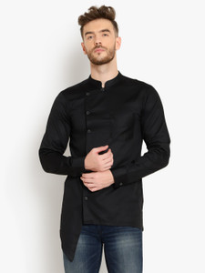Latest Plus Men Solid Casual Black Shirt