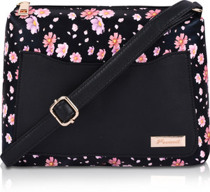 FOMMIL Black Sling Bag Trendy Quilted Crossbody Sling Bag for Girl Women for Party Office College