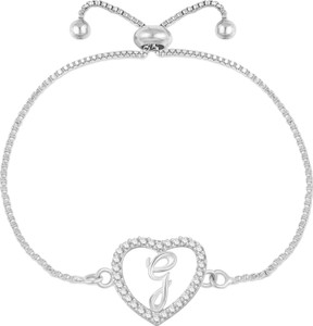 MEENAZ Stone, Crystal Rhodium, Silver, Platinum Bracelet