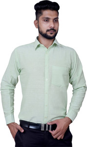 A A ENTERPRISES Men Solid Formal Green Shirt