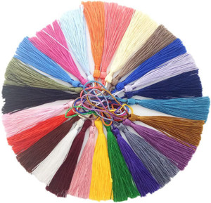 TIMESETL 60 Psc 13cm/5 Inch Silky Floss Craft Tassels, Handmade Tassel with Loop for Jewelry Making Souvenir, Bookmarks, DIY Craft Accessory (Multi Color) Brooch