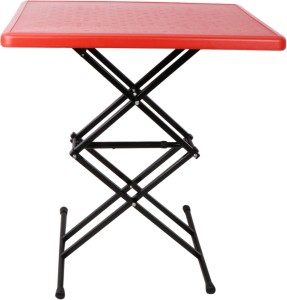 Morris Scissor Height-Adjustable Multi Purpose Plastic Top Folding Table Red Living & Bedroom Stool
