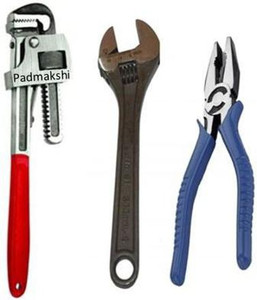 Padmakshi Perfect Hand Tool Combo-14"Pipe Wrench,12" Adjustable Wrench & 8" Plier Hand Tool Kit