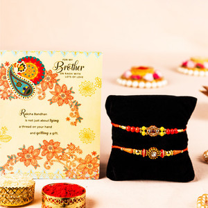 ARCHIES Religious RK_RC_1539_1603-1609 Assorted Rakhi, Greeting Card, Chawal Roli Pack  Set