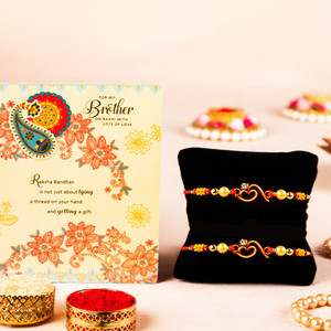 ARCHIES Religious RK_RC_1581_1581 Assorted Rakhi, Greeting Card, Chawal Roli Pack  Set