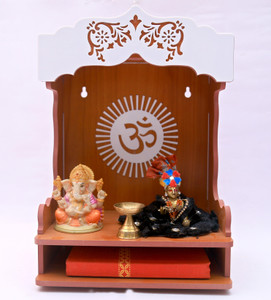 STASTORE Home Temple Wall Hanging Product Engineered Wood Home TempleWooden Singhasan Temple for God, Engineered Wood Home Temple