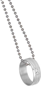 Sorellaz Unisex Zircon Silver Ring Bead Chain Necklace Metal Necklace